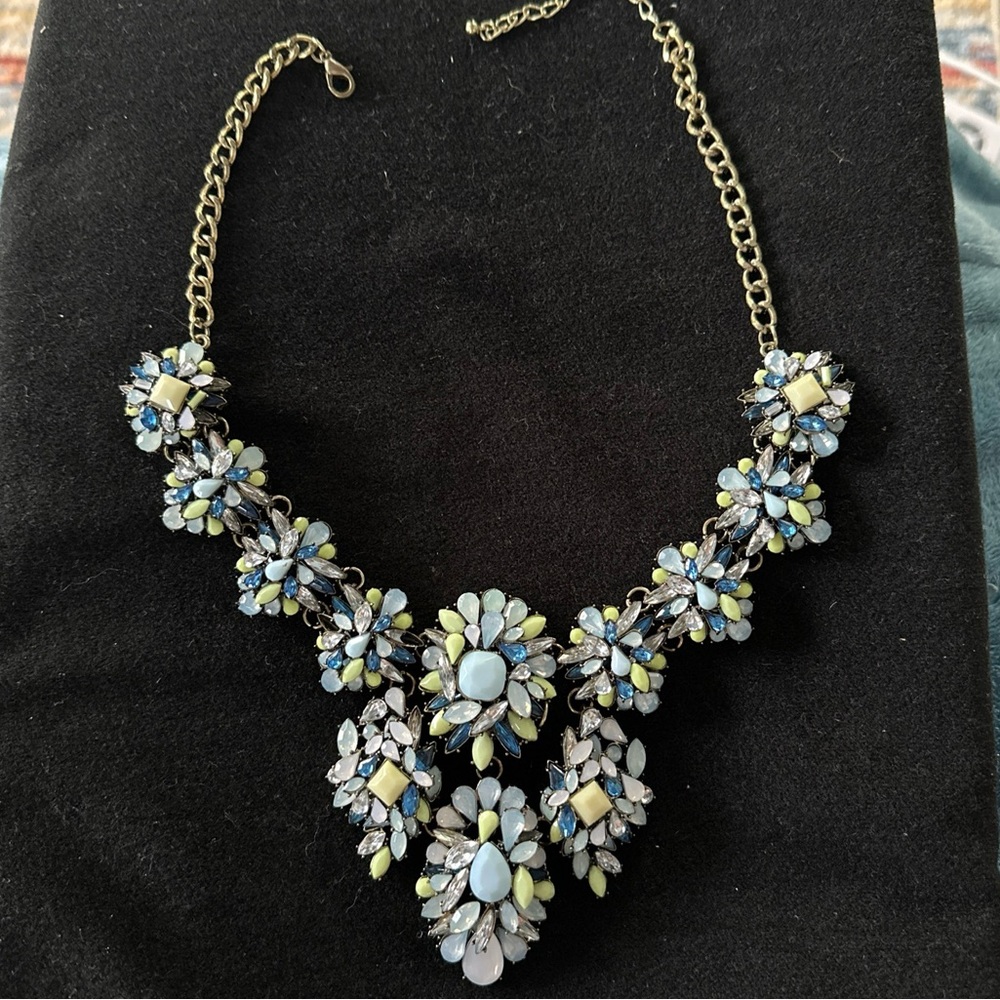Zara Statement Necklace With Blue Glass Stone